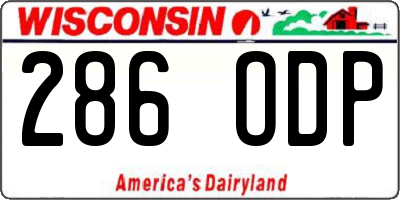 WI license plate 286ODP