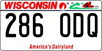 WI license plate 286ODQ