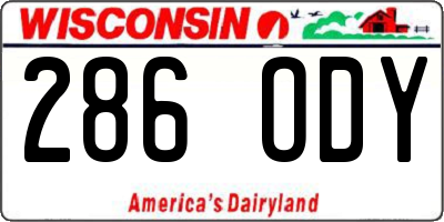 WI license plate 286ODY