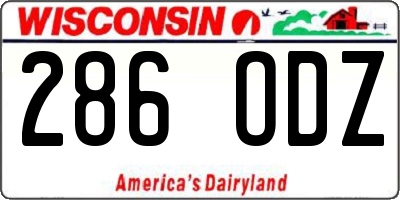 WI license plate 286ODZ