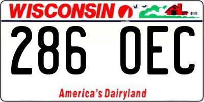 WI license plate 286OEC