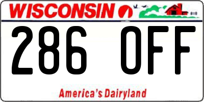 WI license plate 286OFF
