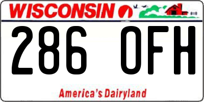 WI license plate 286OFH