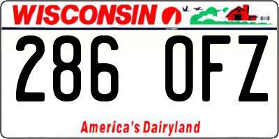 WI license plate 286OFZ