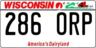 WI license plate 286ORP
