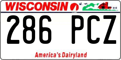WI license plate 286PCZ