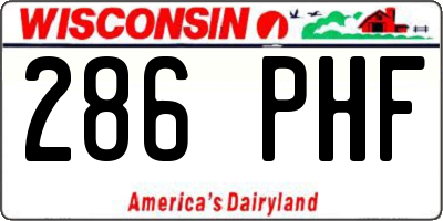 WI license plate 286PHF