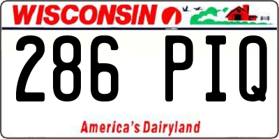 WI license plate 286PIQ