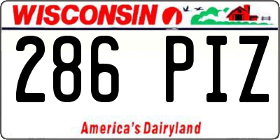 WI license plate 286PIZ