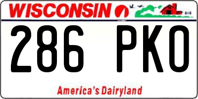 WI license plate 286PKO
