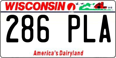 WI license plate 286PLA