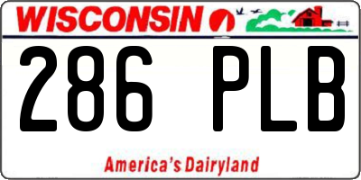 WI license plate 286PLB