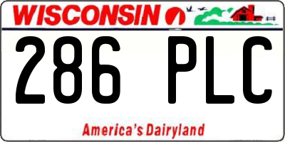 WI license plate 286PLC