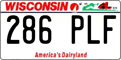 WI license plate 286PLF