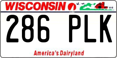 WI license plate 286PLK