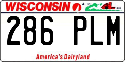WI license plate 286PLM