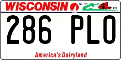 WI license plate 286PLO