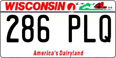 WI license plate 286PLQ