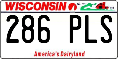 WI license plate 286PLS