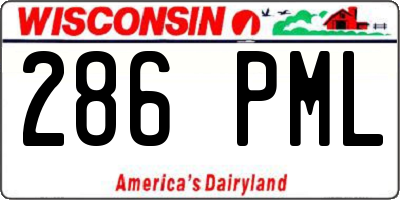 WI license plate 286PML