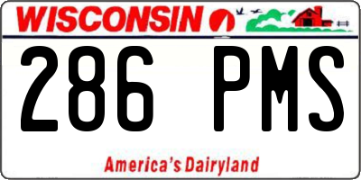 WI license plate 286PMS