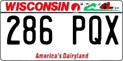 WI license plate 286PQX