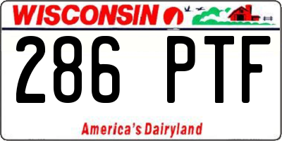 WI license plate 286PTF