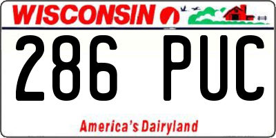 WI license plate 286PUC