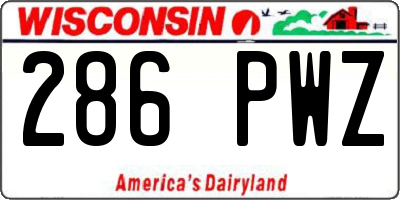 WI license plate 286PWZ