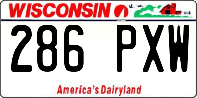 WI license plate 286PXW