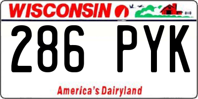 WI license plate 286PYK