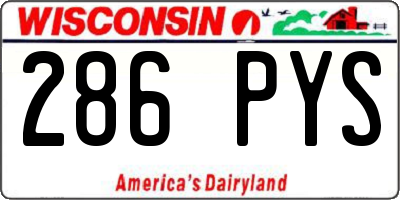 WI license plate 286PYS