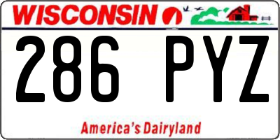 WI license plate 286PYZ