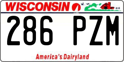WI license plate 286PZM
