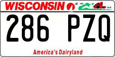 WI license plate 286PZQ