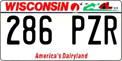WI license plate 286PZR