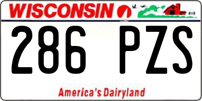 WI license plate 286PZS