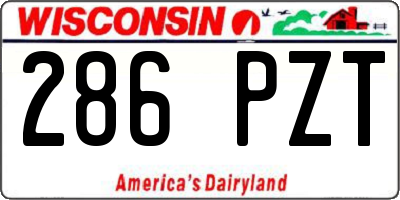 WI license plate 286PZT
