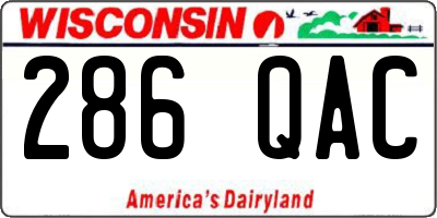 WI license plate 286QAC