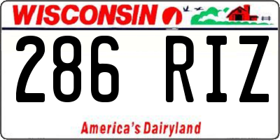 WI license plate 286RIZ