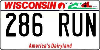 WI license plate 286RUN