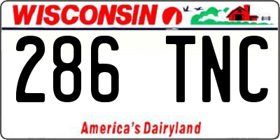 WI license plate 286TNC