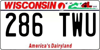 WI license plate 286TWU