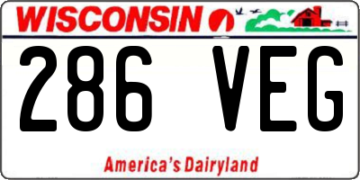 WI license plate 286VEG