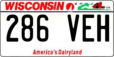 WI license plate 286VEH