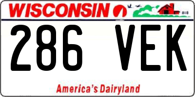 WI license plate 286VEK