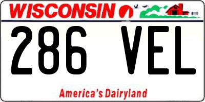 WI license plate 286VEL