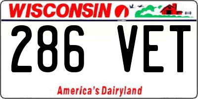 WI license plate 286VET