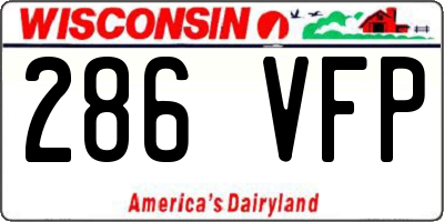 WI license plate 286VFP