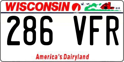 WI license plate 286VFR
